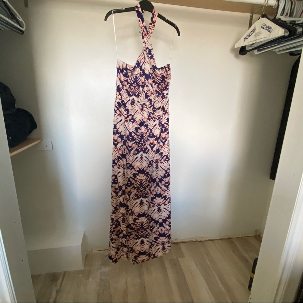 Criss cross halter neck floor length maxi dress from Dynamite